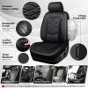image:imageCAR PASS Luxury Nappa Leather Front Seat Covers Waterproof 3D Foam Seat Covers with Lumbar Support Breathable Auto Seat Cover Airbag Compatible Universal Fit for Sedan SUV Van Truck All Blackblack