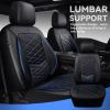 image:imageCAR PASS Luxury Nappa Leather Front Seat Covers Waterproof 3D Foam Seat Covers with Lumbar Support Breathable Auto Seat Cover Airbag Compatible Universal Fit for Sedan SUV Van Truck All Blackblack and blue