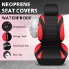 image:imageCAR PASS Waterproof Car Seat Covers Front Seats Only with 5mm Composite EVA Neoprene Car Seat Cover with Separate Headrest Cover Quick Setup Universal Fit for Car SUV TrucksAirbag CompatibleGrayRed full sets