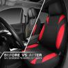 image:imageCAR PASS Waterproof Car Seat Covers Front Seats Only with 5mm Composite EVA Neoprene Car Seat Cover with Separate Headrest Cover Quick Setup Universal Fit for Car SUV TrucksAirbag CompatibleGrayRed full sets
