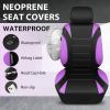 image:imageCAR PASS Waterproof Car Seat Covers Front Seats Only with 5mm Composite EVA Neoprene Car Seat Cover with Separate Headrest Cover Quick Setup Universal Fit for Car SUV TrucksAirbag CompatibleGrayPurple Black