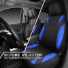 image:imageCAR PASS Waterproof Car Seat Covers Front Seats Only with 5mm Composite EVA Neoprene Car Seat Cover with Separate Headrest Cover Quick Setup Universal Fit for Car SUV TrucksAirbag CompatibleGrayBlue full sets