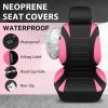 image:imageCAR PASS Waterproof Car Seat Covers Front Seats Only with 5mm Composite EVA Neoprene Car Seat Cover with Separate Headrest Cover Quick Setup Universal Fit for Car SUV TrucksAirbag CompatibleGrayPink Full Sets