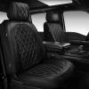 image:imageCAR PASS Luxury Leather Car Seat Covers Full Set 3D Rhombus Waterproof Faux Leather Seat Covers Universal Automotive Seat Cushion Fit for Sedan SUV Truck Van Armrest Airbag Compatible Solid BlackAll Balck
