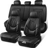 image:imageCAR PASS Luxury Nappa Leather Car Seat Covers Full Set Lumbar Support Seat Covers for Car 5 Seats Waterproof Car Seat Protector Automotive Seat Covers Universal Fit for Most Sedans SUV Trucks Black