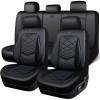 image:imageCAR PASS Luxury Nappa Leather Front Seat Covers Waterproof 3D Foam Seat Covers with Lumbar Support Breathable Auto Seat Cover Airbag Compatible Universal Fit for Sedan SUV Van Truck All Blackblack and blue