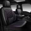 image:imageCAR PASS Luxury Nappa Leather Front Seat Covers Waterproof 3D Foam Seat Covers with Lumbar Support Breathable Auto Seat Cover Airbag Compatible Universal Fit for Sedan SUV Van Truck All BlackBlack and Purple