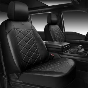 image:imageCAR PASS Leather Seat Covers Memory Foam Leather Car Seat Covers Front Seats Waterproof Universal Fit for Cars SUV Trucks Luxury Comfort Breathable Thick 3D Foam Faux Leather All Black