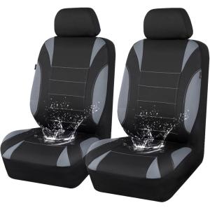 image:imageCAR PASS Waterproof Car Seat Covers Front Seats Only with 5mm Composite EVA Neoprene Car Seat Cover with Separate Headrest Cover Quick Setup Universal Fit for Car SUV TrucksAirbag CompatibleGrayBlack and Gray
