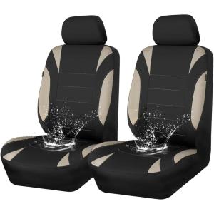 image:imageCAR PASS Waterproof Car Seat Covers Front Seats Only with 5mm Composite EVA Neoprene Car Seat Cover with Separate Headrest Cover Quick Setup Universal Fit for Car SUV TrucksAirbag CompatibleGrayBlack and Beige