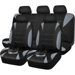 image:imageCAR PASS Waterproof Car Seat Covers Front Seats Only with 5mm Composite EVA Neoprene Car Seat Cover with Separate Headrest Cover Quick Setup Universal Fit for Car SUV TrucksAirbag CompatibleGrayBlack and Gray Full Sets