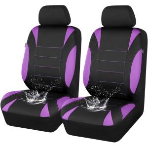 image:imageCAR PASS Waterproof Car Seat Covers Front Seats Only with 5mm Composite EVA Neoprene Car Seat Cover with Separate Headrest Cover Quick Setup Universal Fit for Car SUV TrucksAirbag CompatibleGrayPurple Black