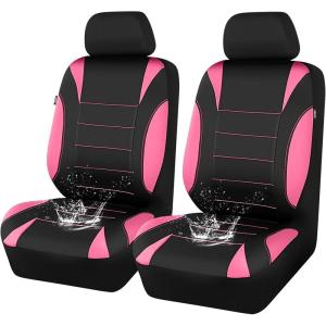 image:imageCAR PASS Waterproof Car Seat Covers Front Seats Only with 5mm Composite EVA Neoprene Car Seat Cover with Separate Headrest Cover Quick Setup Universal Fit for Car SUV TrucksAirbag CompatibleGrayPink Black Front