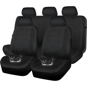 image:imageCAR PASS Waterproof Car Seat Covers Front Seats Only with 5mm Composite EVA Neoprene Car Seat Cover with Separate Headrest Cover Quick Setup Universal Fit for Car SUV TrucksAirbag CompatibleGrayBlack Full Sets