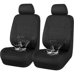 image:imageCAR PASS Waterproof Car Seat Covers Front Seats Only with 5mm Composite EVA Neoprene Car Seat Cover with Separate Headrest Cover Quick Setup Universal Fit for Car SUV TrucksAirbag CompatibleGrayBlack And Black
