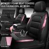 image:imageCAR PASS Memory Foam Car Seat CoversAir Cool Mesh Thick Seat Covers Front SeatsGray Metal Film Leather Seat Cover for CarUniversal Automotive Comfort for Most CarTruckAirbag CompatibleBlackGreyblackpink