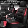 image:imageCAR PASS Memory Foam Car Seat CoversAir Cool Mesh Thick Seat Covers Front SeatsGray Metal Film Leather Seat Cover for CarUniversal Automotive Comfort for Most CarTruckAirbag CompatibleBlackGreyBlackRed
