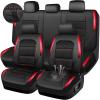 image:imageCAR PASS Memory Foam Car Seat CoversAir Cool Mesh Thick Seat Covers Front SeatsGray Metal Film Leather Seat Cover for CarUniversal Automotive Comfort for Most CarTruckAirbag CompatibleBlackGreyBlackRed