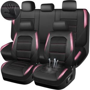 image:imageCAR PASS Memory Foam Car Seat CoversAir Cool Mesh Thick Seat Covers Front SeatsGray Metal Film Leather Seat Cover for CarUniversal Automotive Comfort for Most CarTruckAirbag CompatibleBlackGreyblackpink