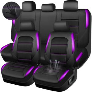 image:imageCAR PASS Memory Foam Car Seat CoversAir Cool Mesh Thick Seat Covers Front SeatsGray Metal Film Leather Seat Cover for CarUniversal Automotive Comfort for Most CarTruckAirbag CompatibleBlackGreyblackpurple
