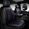 image:imageCAR PASS Nappa Leather Seat Covers Universal FIT Piping Leather Car Seat Covers Full Set for CarsSUVTruck 3D Foam Waterproof Luxury Seat Covers 5 Seats Comfort Durable Airbag Compatible Black RedBlack Purple