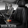 image:imageCAR PASS Nappa Leather Seat Covers Universal FIT Piping Leather Car Seat Covers Full Set for CarsSUVTruck 3D Foam Waterproof Luxury Seat Covers 5 Seats Comfort Durable Airbag Compatible Black RedBlack Grey