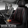 image:imageCAR PASS Nappa Leather Seat Covers Universal FIT Piping Leather Car Seat Covers Full Set for CarsSUVTruck 3D Foam Waterproof Luxury Seat Covers 5 Seats Comfort Durable Airbag Compatible Black RedBlack Red