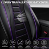 image:imageCAR PASS Nappa Leather Seat Covers Universal FIT Piping Leather Car Seat Covers Full Set for CarsSUVTruck 3D Foam Waterproof Luxury Seat Covers 5 Seats Comfort Durable Airbag Compatible Black RedBlack Purple