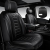 image:imageCAR PASS Nappa Leather Seat Covers Universal FIT Piping Leather Car Seat Covers Full Set for CarsSUVTruck 3D Foam Waterproof Luxury Seat Covers 5 Seats Comfort Durable Airbag Compatible Black RedBlack