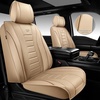 image:imageCAR PASS Nappa Leather Seat Covers Universal FIT Piping Leather Car Seat Covers Full Set for CarsSUVTruck 3D Foam Waterproof Luxury Seat Covers 5 Seats Comfort Durable Airbag Compatible Black RedBeige