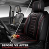 image:imageCAR PASS Nappa Leather Seat Covers Universal FIT Piping Leather Car Seat Covers Full Set for CarsSUVTruck 3D Foam Waterproof Luxury Seat Covers 5 Seats Comfort Durable Airbag Compatible Black RedBlack Red Line