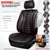 image:imageCAR PASS Nappa Leather Seat Covers Universal FIT Piping Leather Car Seat Covers Full Set for CarsSUVTruck 3D Foam Waterproof Luxury Seat Covers 5 Seats Comfort Durable Airbag Compatible Black RedBlack Red Line