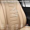 image:imageCAR PASS Nappa Leather Seat Covers Universal FIT Piping Leather Car Seat Covers Full Set for CarsSUVTruck 3D Foam Waterproof Luxury Seat Covers 5 Seats Comfort Durable Airbag Compatible Black RedBeige