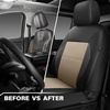 image:imageCAR PASS Pink Leather Seat Cover Automotive Breathable Universal Car Seat Cover Set PackageSuper 5mm Sponge InsideAirbag Compatible Interior Cover Cute for Women Car Truck Van All PinkBlack Beige