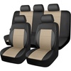 image:imageCAR PASS Pink Leather Seat Cover Automotive Breathable Universal Car Seat Cover Set PackageSuper 5mm Sponge InsideAirbag Compatible Interior Cover Cute for Women Car Truck Van All PinkBlack Beige