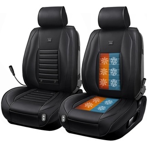 image:imageCAR PASS 2Pcs Cooling car seat Covers Nappa Leather 3Speed Ventilated seat Cushion Front Seats for Summer 1224V All Season Universal Fit for Sedan SUV Truck Upgraded Perforated Leatherette Black