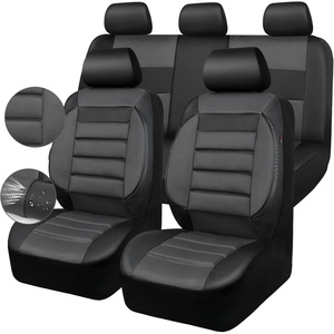 image:imageCAR PASS 3D Foam Leather Car Seat Covers Two Front Seats only Air Cool Mesh Thick Seat Covers All Weather Car Seat Cover Comfort amp Protection for TruckSUVSedanVan Airbag Compatible BlackBlack Charcoal