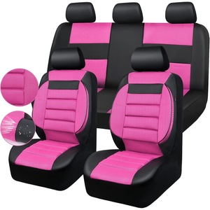 image:imageCAR PASS 3D Foam Leather Car Seat Covers Two Front Seats only Air Cool Mesh Thick Seat Covers All Weather Car Seat Cover Comfort amp Protection for TruckSUVSedanVan Airbag Compatible BlackBlack and Pink