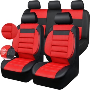 image:imageCAR PASS 3D Foam Leather Car Seat Covers Two Front Seats only Air Cool Mesh Thick Seat Covers All Weather Car Seat Cover Comfort amp Protection for TruckSUVSedanVan Airbag Compatible BlackBlack and Red