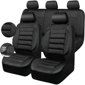 image:imageCAR PASS 3D Foam Leather Car Seat Covers Two Front Seats only Air Cool Mesh Thick Seat Covers All Weather Car Seat Cover Comfort amp Protection for TruckSUVSedanVan Airbag Compatible BlackBlack Full Sets