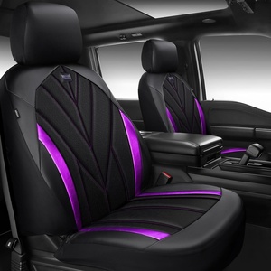 image:imageCAR PASS Airy Cool Momery Foam Seat Covers Leather Mesh Thick Car Seat Covers Front Seats 2 Universal FIT for CarsSUVTrucks ComfortDurableBreath Airbag Compatible All BlackBlackPurple