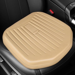 image:imageCAR PASS Leather Car Seat Cushion Comfortable Memory Foam Seat Cushions for Driving Waterproof Adult Booster Seat Cushion for Cars Truck Driver Automotive SUV Office Chair Handheld 3 Inches BlackBeige