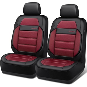 image:imageCAR PASS Memory Foam Seat Covers Front Airy Cool Mesh Thick Car Seat Covers Leather Car Seat Covers Front Seats Airbag Compatible Universal Automotive Comfort for Most Cars Trucks SUV BlackBurgundy