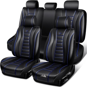 image:imageCAR PASS Nappa Leather Seat Covers Universal FIT Piping Leather Car Seat Covers Full Set for CarsSUVTruck 3D Foam Waterproof Luxury Seat Covers 5 Seats Comfort Durable Airbag Compatible Black RedBlack Blue