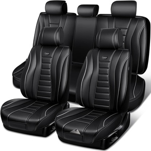 image:imageCAR PASS Nappa Leather Seat Covers Universal FIT Piping Leather Car Seat Covers Full Set for CarsSUVTruck 3D Foam Waterproof Luxury Seat Covers 5 Seats Comfort Durable Airbag Compatible Black RedBlack
