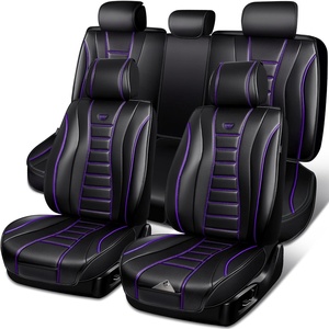 image:imageCAR PASS Nappa Leather Seat Covers Universal FIT Piping Leather Car Seat Covers Full Set for CarsSUVTruck 3D Foam Waterproof Luxury Seat Covers 5 Seats Comfort Durable Airbag Compatible Black RedBlack Purple