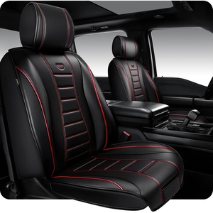 image:imageCAR PASS Nappa Leather Seat Covers Universal FIT Piping Leather Car Seat Covers Full Set for CarsSUVTruck 3D Foam Waterproof Luxury Seat Covers 5 Seats Comfort Durable Airbag Compatible Black RedBlack Red Line