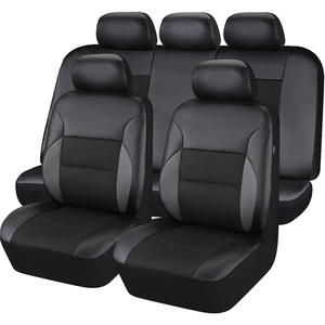 image:imageCAR PASS Pink Leather Seat Cover Automotive Breathable Universal Car Seat Cover Set PackageSuper 5mm Sponge InsideAirbag Compatible Interior Cover Cute for Women Car Truck Van All PinkAll Black