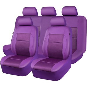 image:imageCAR PASS Pink Leather Seat Cover Automotive Breathable Universal Car Seat Cover Set PackageSuper 5mm Sponge InsideAirbag Compatible Interior Cover Cute for Women Car Truck Van All PinkPurple