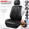 image:imageCAR PASS Nappa Leather Car Seat Covers Full Set Faux Leather Black  Luxury Nappa Leather360 Full ProtectionWater resistant3D Foam ComfortUniversal Fit for Most Cars SUV TruckScratch proof